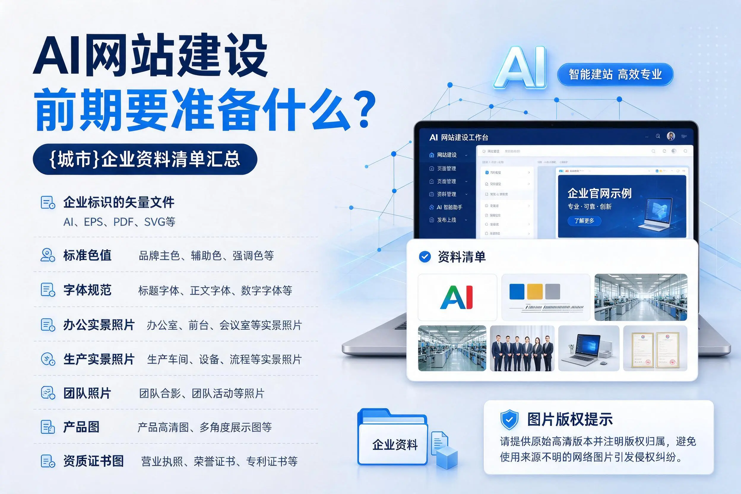 AI网站建设前期要准备什么？永州企业资料清单汇总